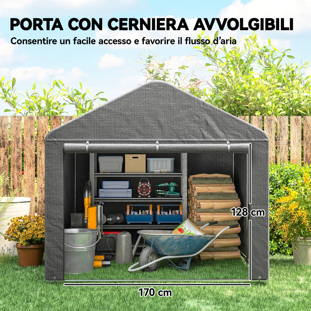 Capanno da Giardino ¨C zephmum ¨C Grigio Chiaro 2x2.4 m Metallo