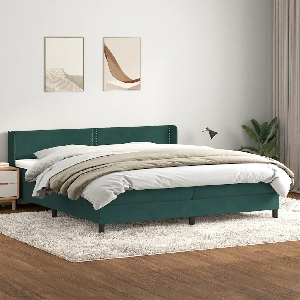 Giroletto a Molle con Materasso Verde Scuro 180x220 cm Velluto 3318084