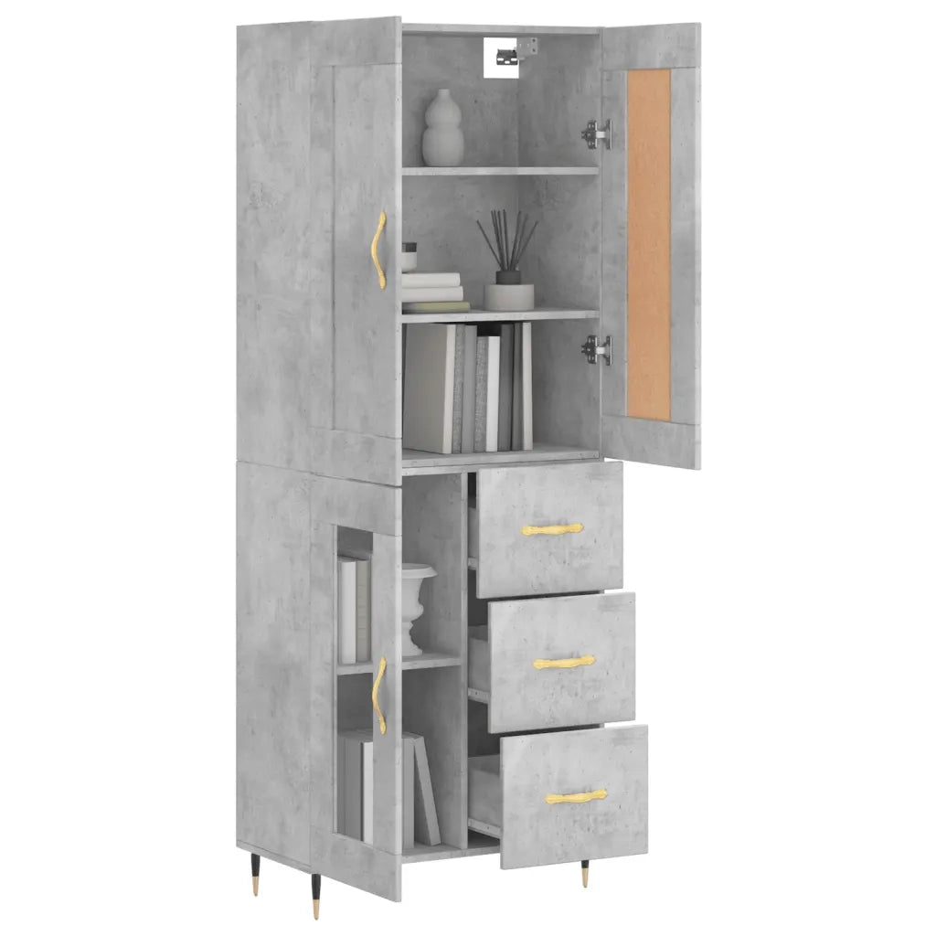 Credenza-Buffet-Armadio da cucina Grigio Cemento 69,5x34x180 cm in Legno Multistrato 609660
