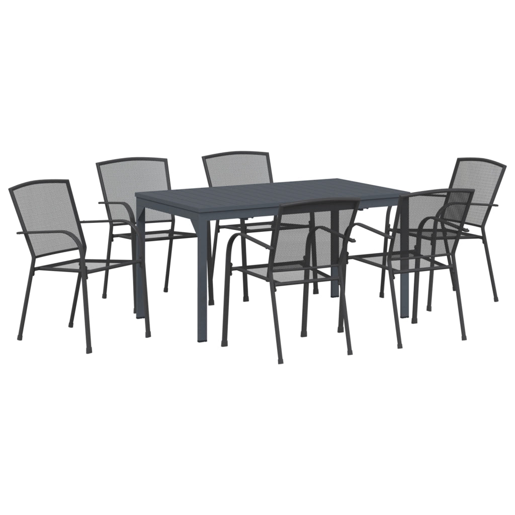 Set da pranzo da giardino 7 pezzi Acciaio antracite