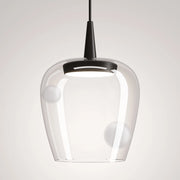 Zafferano Lampada a sospensione Bilia 230V in vetro borosilicato soffiato e alluminio sabbiato, LED 8W 2700K CRI90, diametro 18 cm, altezza 324 cm