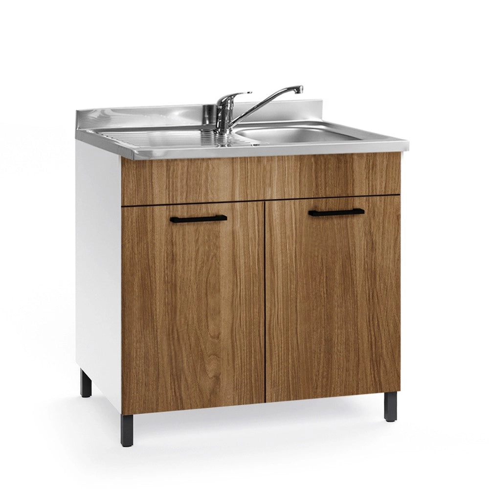 Sottolavello 2 ante 80x50x85H con lavello incluso colore noce naturale