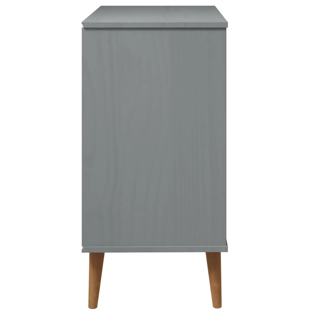 Cassettiera MOLDE Grigia 80x40x80 cm in Legno Massello di Pino 350506
