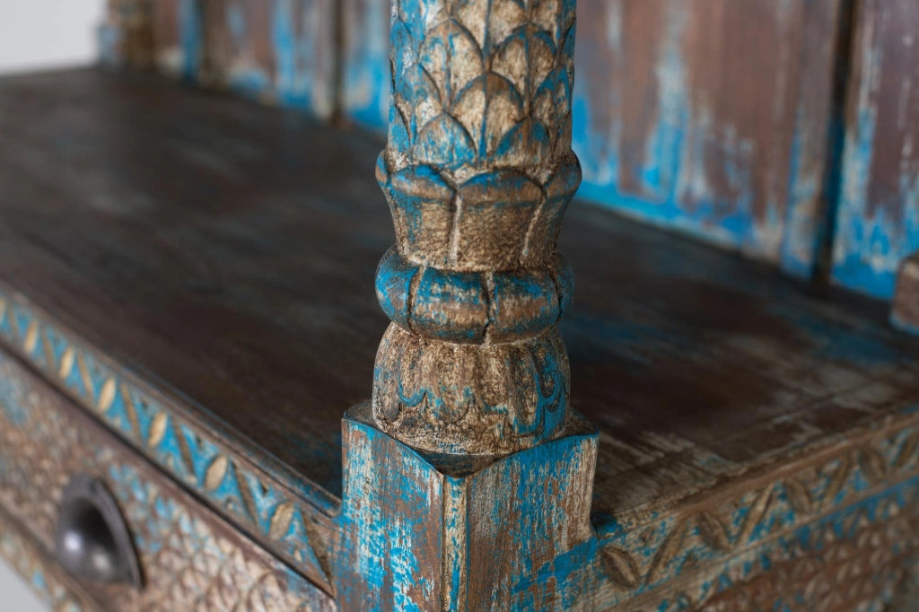 Mensola in legno di mango blu invecchiato 180 cm