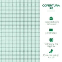 Mini Serra per Piante Impermeabile con 3 Ingressi Avvolgibili, in Acciaio e PE, 400x100x80 cm, Verde