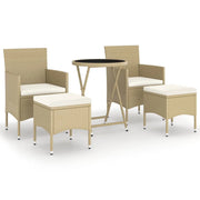 Set Bistrot da Giardino 5 pz | Set Salotto da Giardino Polyrattan e Vetro Temperato Beige