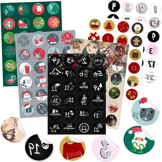 Etichette numeriche per calendario dell'Avvento - Attività di Natale per fai da te - Etichette per regali in catena