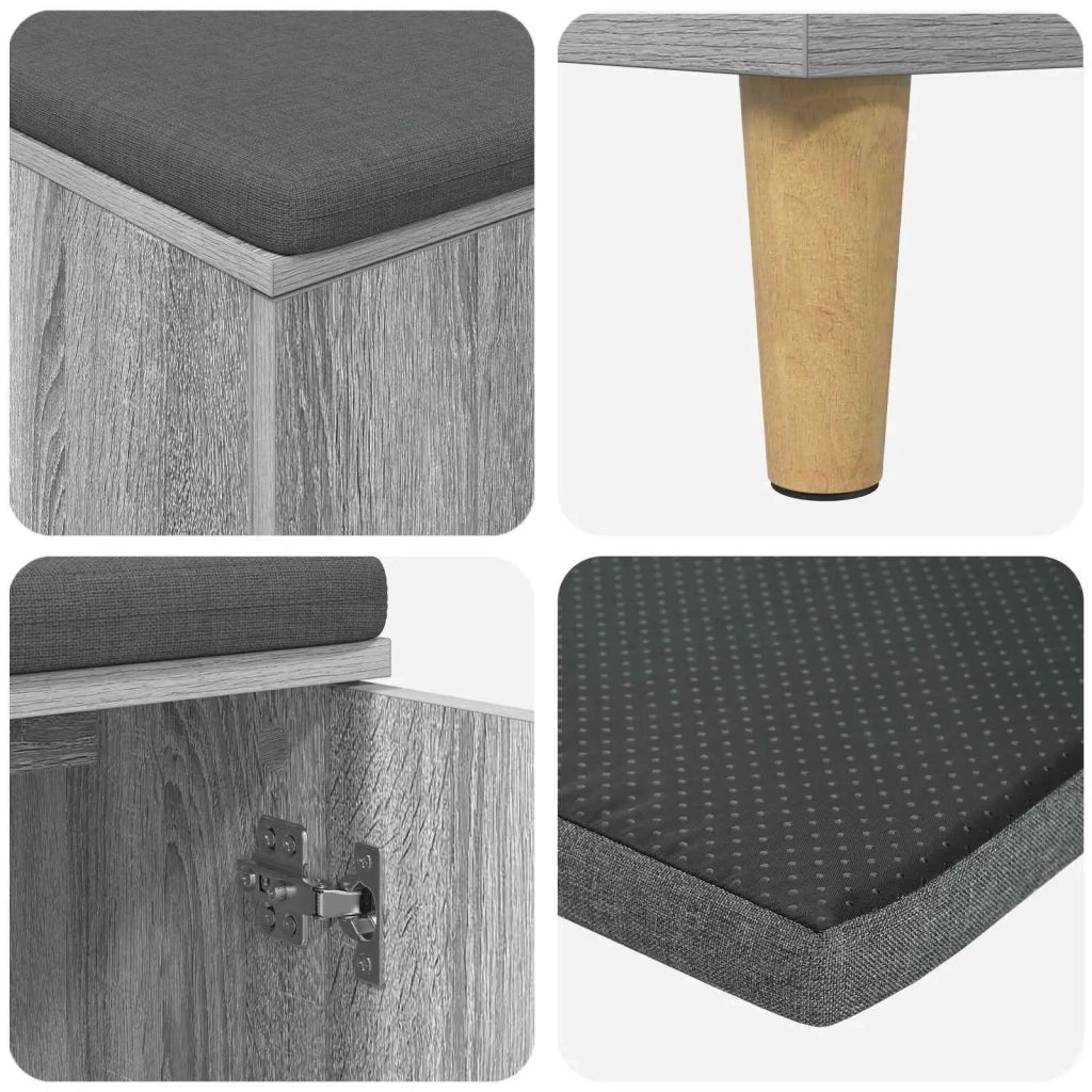 Panca per ingresso con cuscino Sonoma grigia 60 x 38 x 46 cm