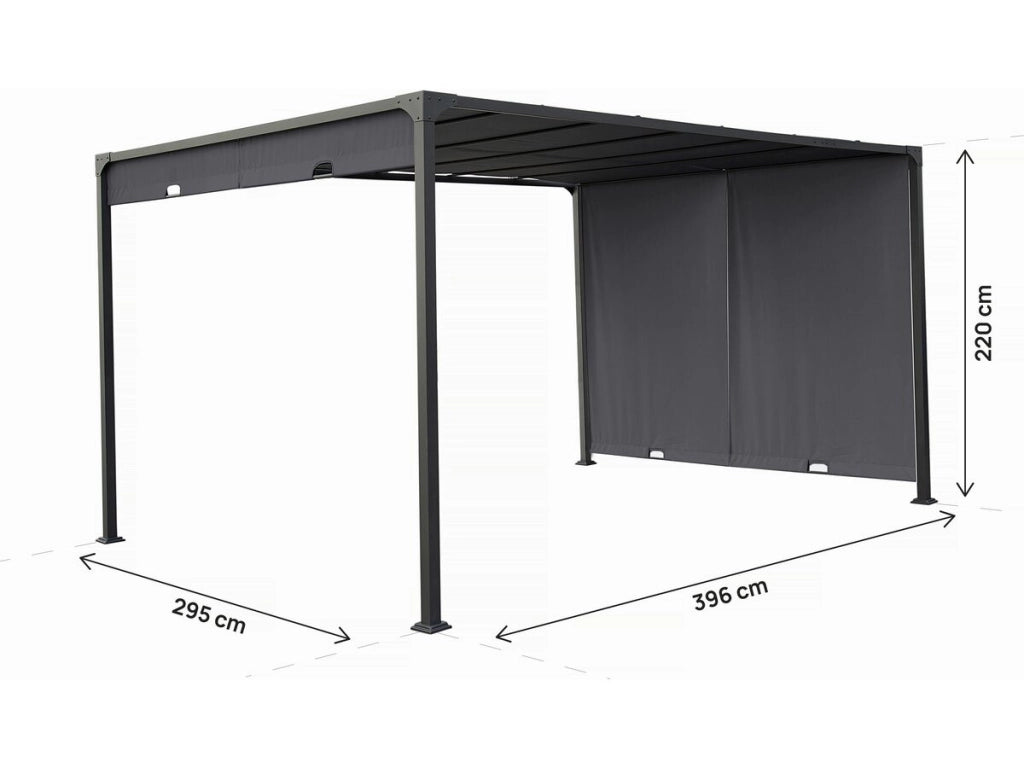 Pergola con tetto scorrevole in metallo "Courtenay" - 3 x 4 m - Grigio