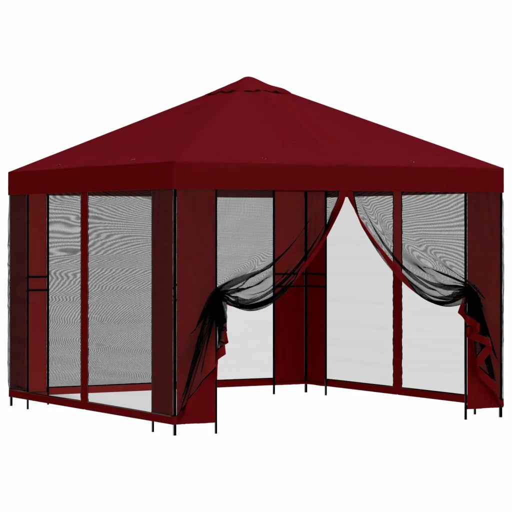 Gazebo da giardino con pareti laterali 3 x 3 m Borgogna 900371