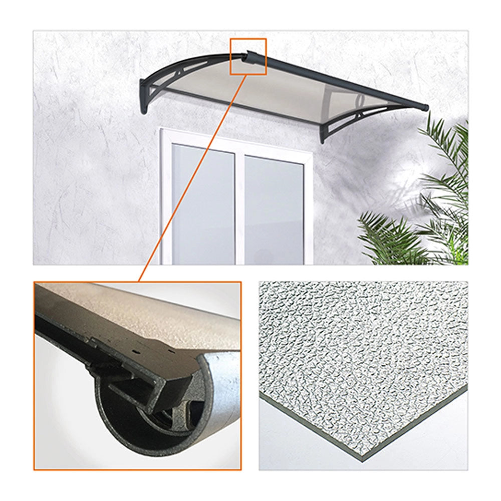 Pensilina Tettoia Trasparente Goffrato in Alluminio Premium Formato: 120 x 100 cm