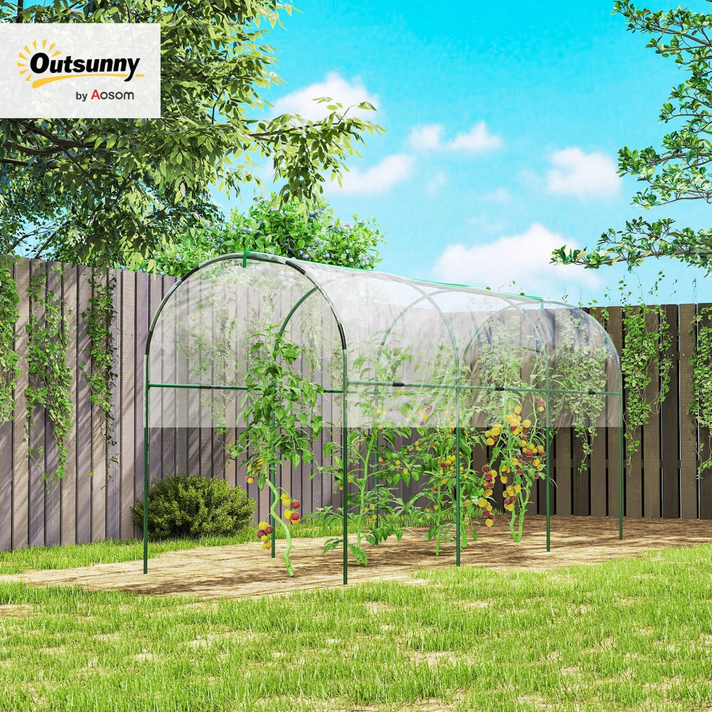 Serra da giardino per pomodori ¨C zephmum ¨C 4 archi in acciaio, copertura in PVC, verde 400x120x170 cm