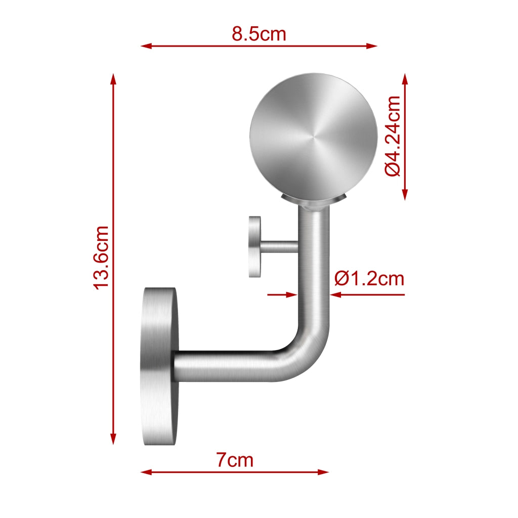 Corrimano a parete in acciaio kit inox AISI 304 argento, Lunghezza 200 cm, Ø 42,4 mm, per scale interni ed esterni