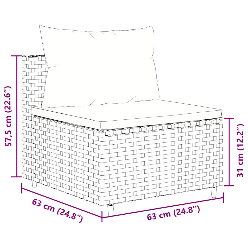 Set Divano da Giardino 3 pz con Cuscini Marrone in Polyrattan
