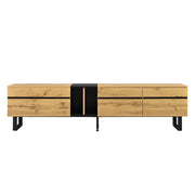 Mobile TV con 2 Ante; 1 Vano a Ribalta e Vano Aperto; Stile Minimalista; in Pannello di Particelle; Effetto Legno; 180??38??45 cm