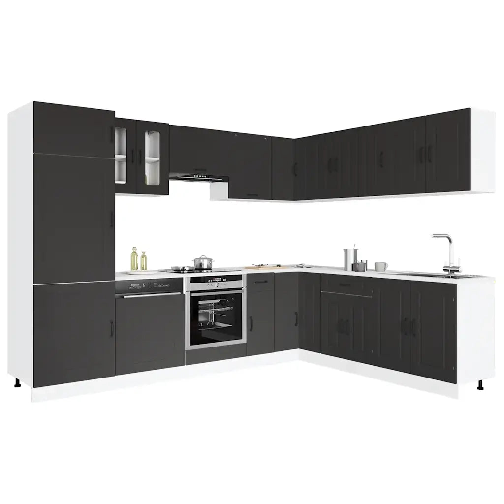 Set Mobili da Cucina 14 pz Kalmar Neri Legno Multistrato 3314972