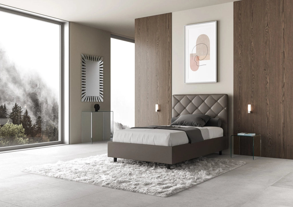 Letto Matrimoniale Large 180x210 cm Senza Rete Priya Cappuccino