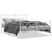 Letto matrimoniale | Letto per adulti | Giroletto con Testiera e Pediera Metallo Bianco 140x190 cm