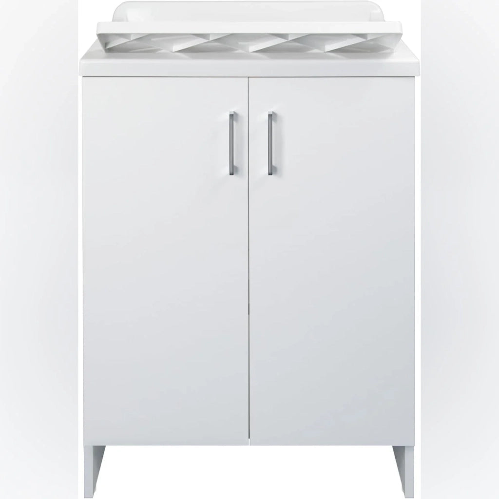 Lavatoio con mobile in nobilitato idrofugo W100 spessore 18 mm colore bianco 50x60 cm mod.