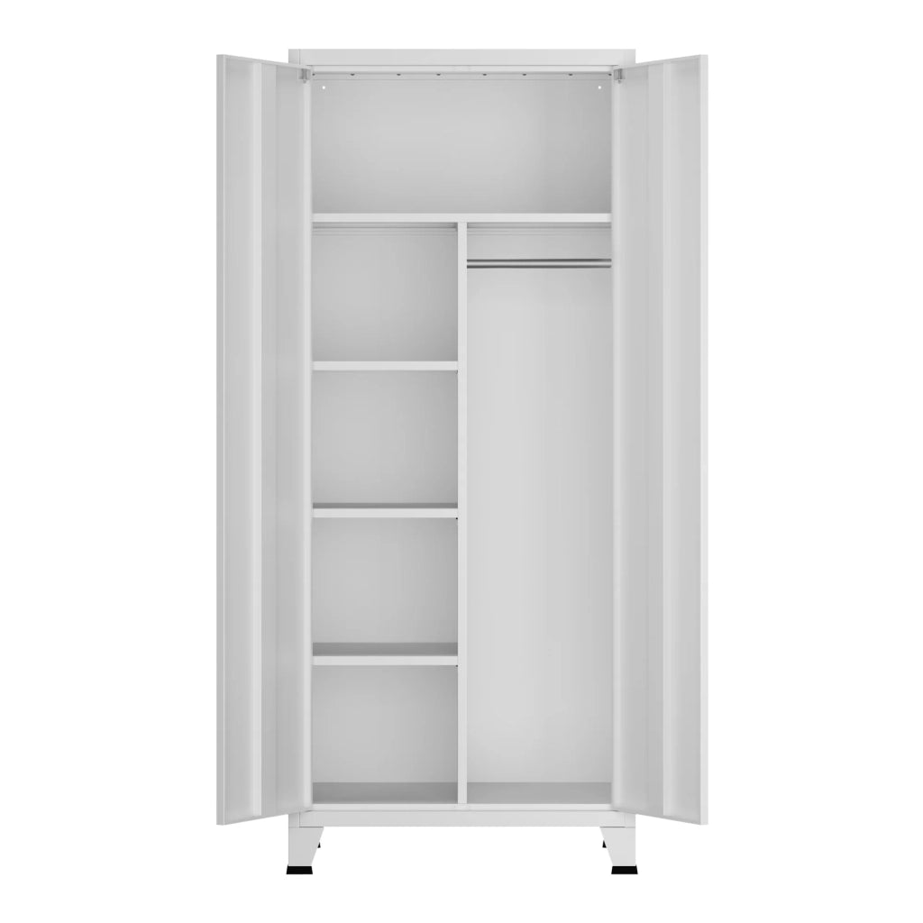 Armadio/Scaffale Mobiletto Portaoggetti 180 x 90 x 40 cm Camera da Letto Bianco Acciaio 03_0008872