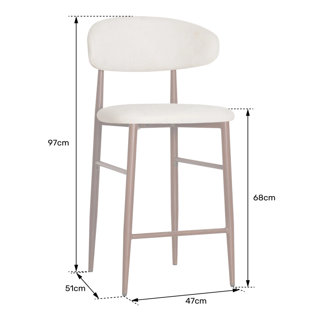 Set di 2 sgabelli da bar in metallo beige e legno scuro SIMON