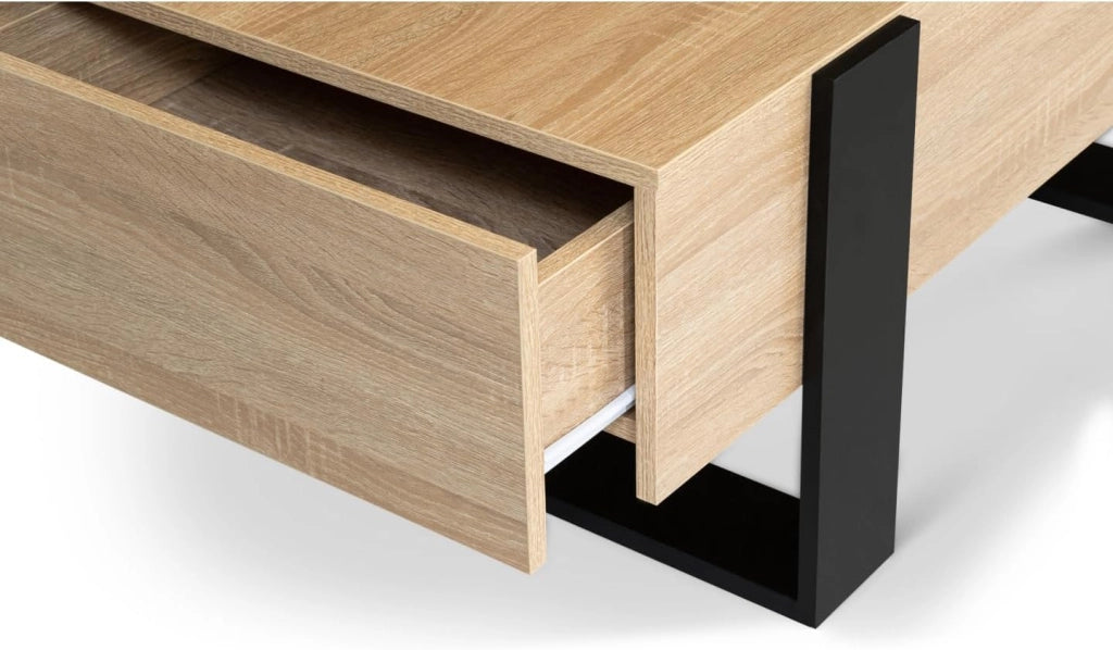 Tavolino PHOENIX con cassetti 100 cm in legno nero