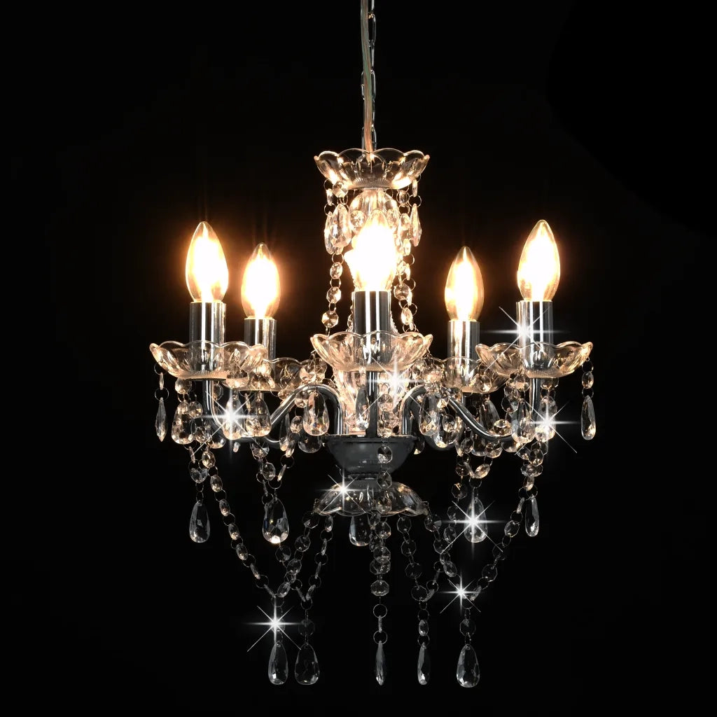Elegante lampadario rotondo di design 38 x 42 cm con perline scintillanti atmosfera chic metallo argentato 02_0046407