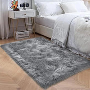 Tapijt di pelle di pecora morbido - pelle artificiale - 60 x 90 cm - grigio