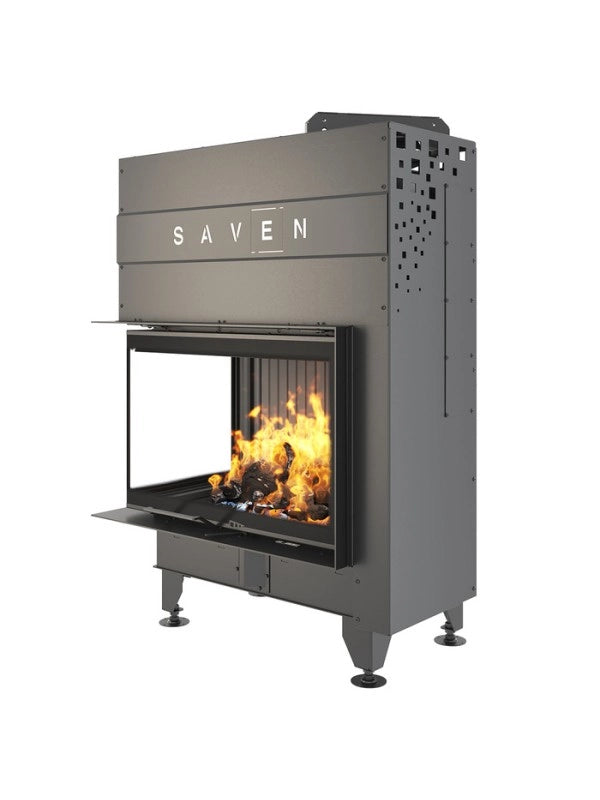 Caminetto ad angolo Nero Inserto Apertura sinistra Energy Up 75x50x47 (15,1 kW) ECO