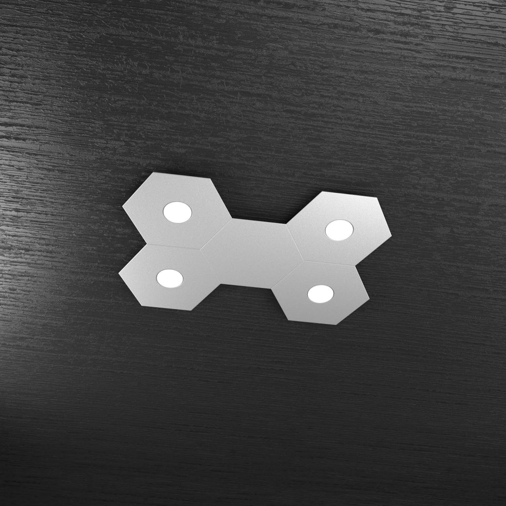 HEXAGON APPLIQUE-PLAFONIERA 4 LUCI + 1 DECORATIVO GRIGIO 1142-4L1D-GR