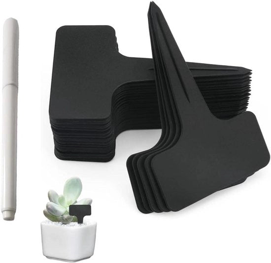 Pannelli per piante all'aperto - 100 pezzi, plastica resistente all'acqua con chiodi per stecchi per descrivere zucchine, erbe e fiori (Nero)