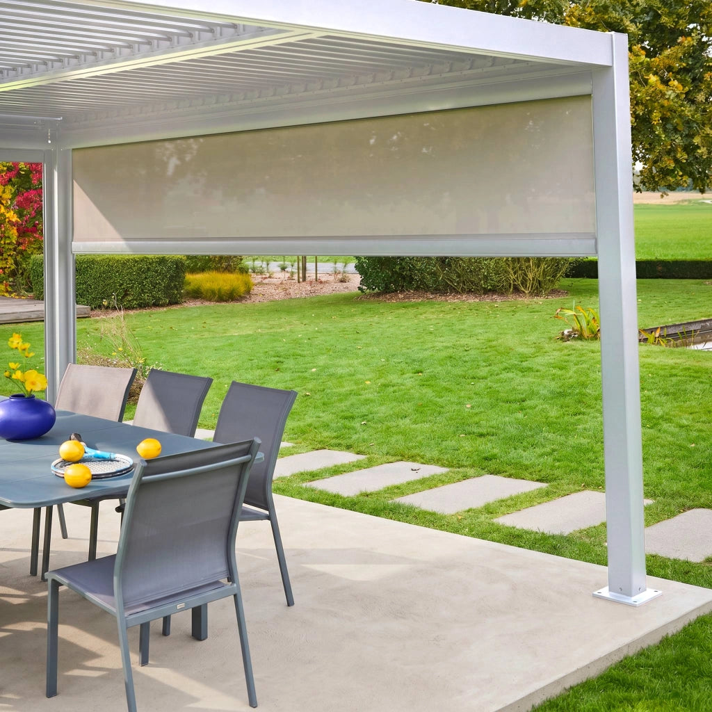 tenda laterale avvolgibile alluminio e textilene per pergola, 4m,