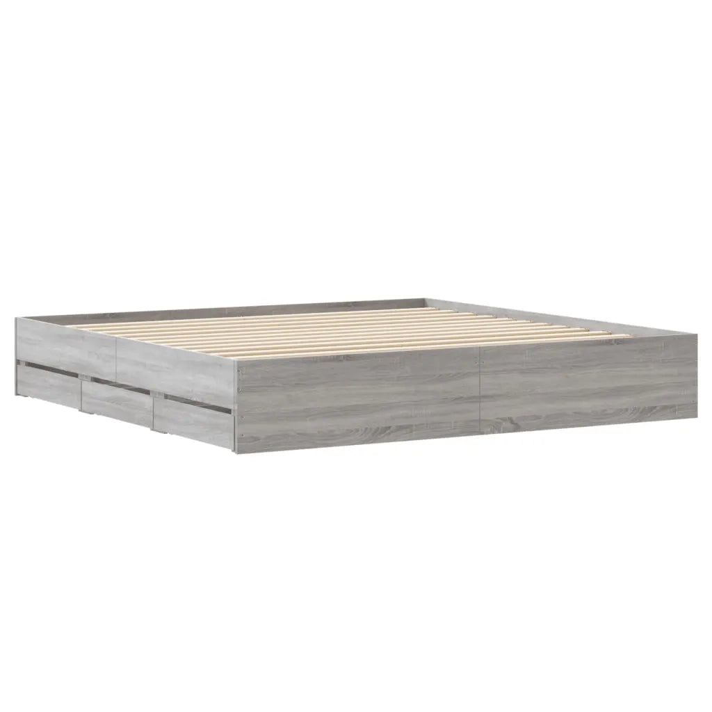 Giroletto Cassetti-Struttura Letto con contenitore Grigio Sonoma 180x200 cm Legno Multistrato 886590