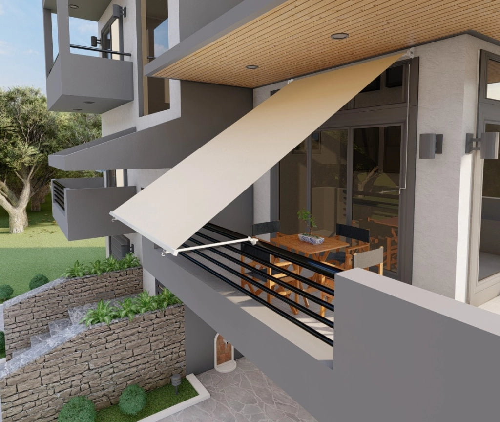 Tenda da sole a caduta con bracci per balcone terrazzo finestra 200cm Beige Golisa