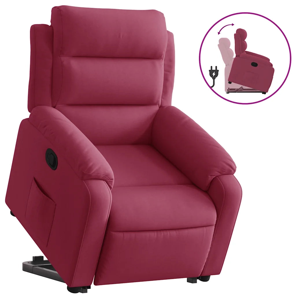 Poltrona Alzapersona Reclinabile Rosso Vino in Velluto 3205097