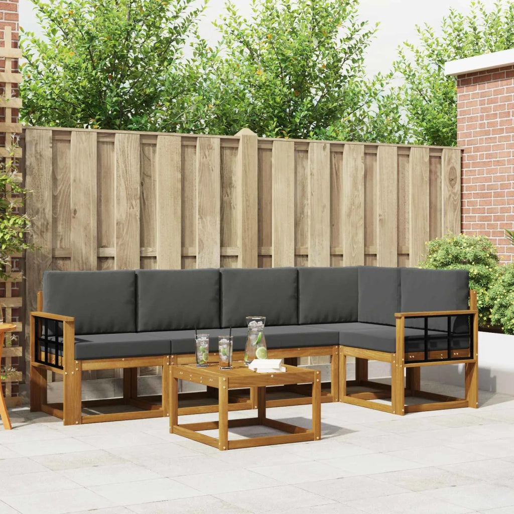 Set di divani da esterno con cuscino 6 pcs Naturale e Antracite