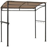 Gazebo per barbecue da 216cm con ripiano ganci e struttura in metallo, Pergola per BBQ da esterno Marrone-Gazebo