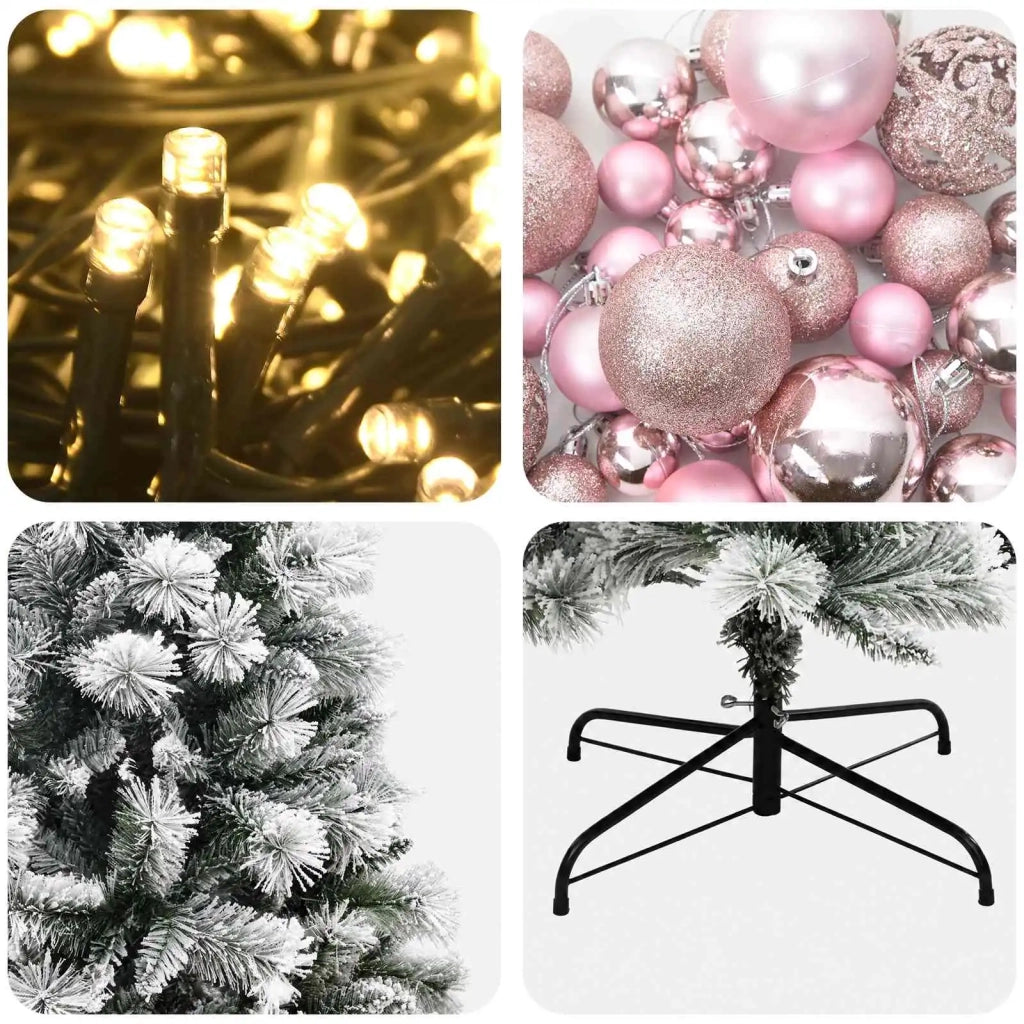Albero di Natale artificiale con rami snodati e palline 210 cm 3466767