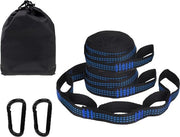 Set di ancoraggio per lettini a sospensione - 2 x gancio - 2 x cinture 2M, accessori per lettini a sospensione da campeggio (con tasca di stoccaggio)