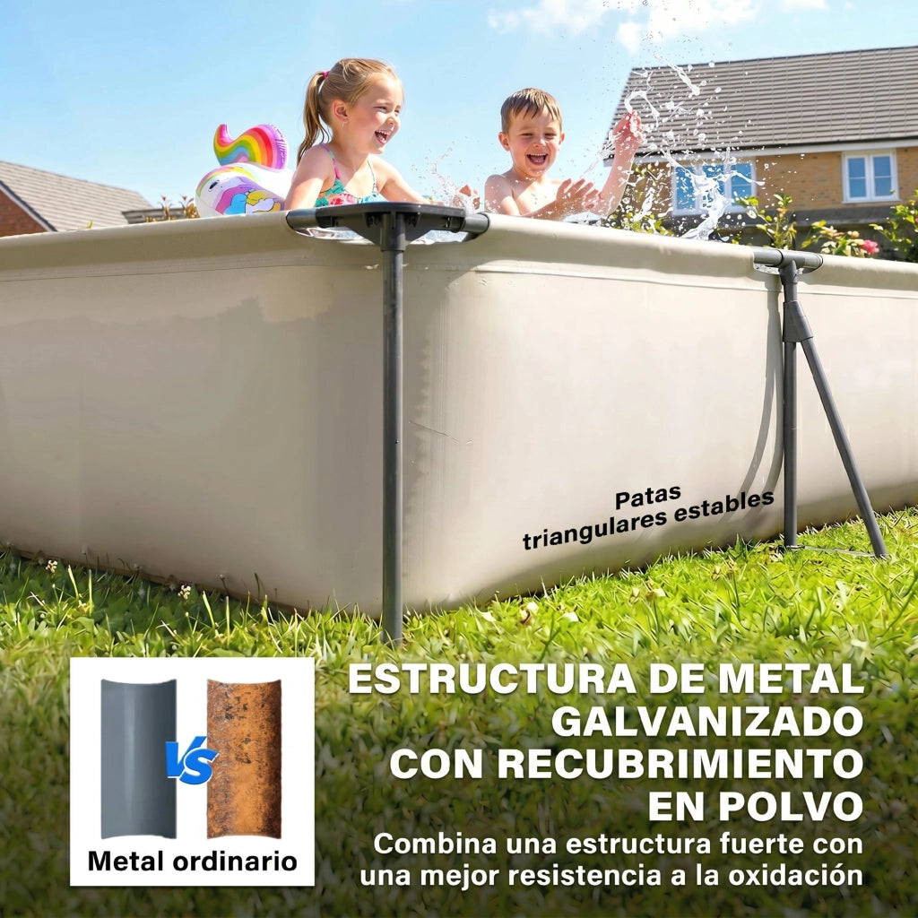 Piscina Desmontabile Tubolare ¨C zephmum ¨C 394.5x208.3x80.5 cm Grigio