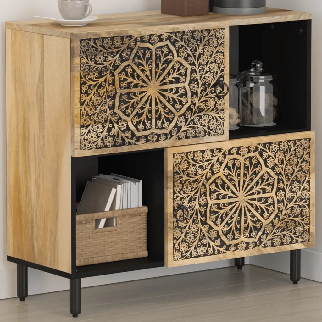 Credenza | Madia | Buffet da pranzo | Armadio da pranzo 80x33x75 cm in Legno Massello di Mango