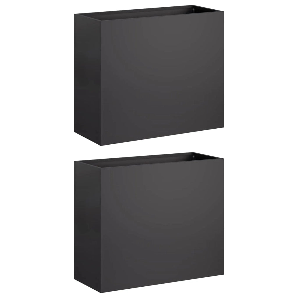 Vaso da giardino 2 pz Nero 50 x 20 x 40 cm 8005443
