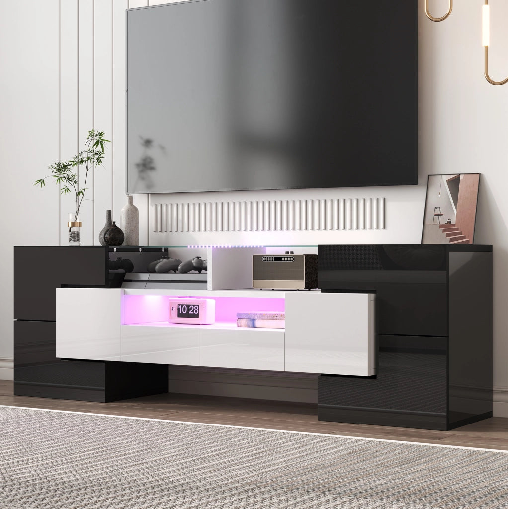 Mobile TV 145x30x51 cm con illuminazione LED multicolore e ampio spazio contenitivo