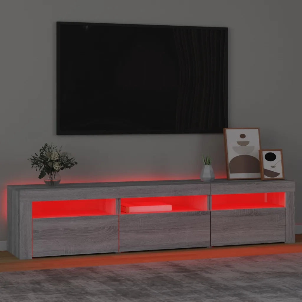 Mobile Porta TV con Luci LED Grigio Sonoma 180x35x40 cm 3152760