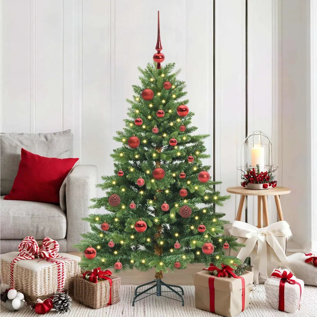 Albero di Natale | Decorazioni natalizie artificiale con 150 LED Verde 150 cm PE e PVC
