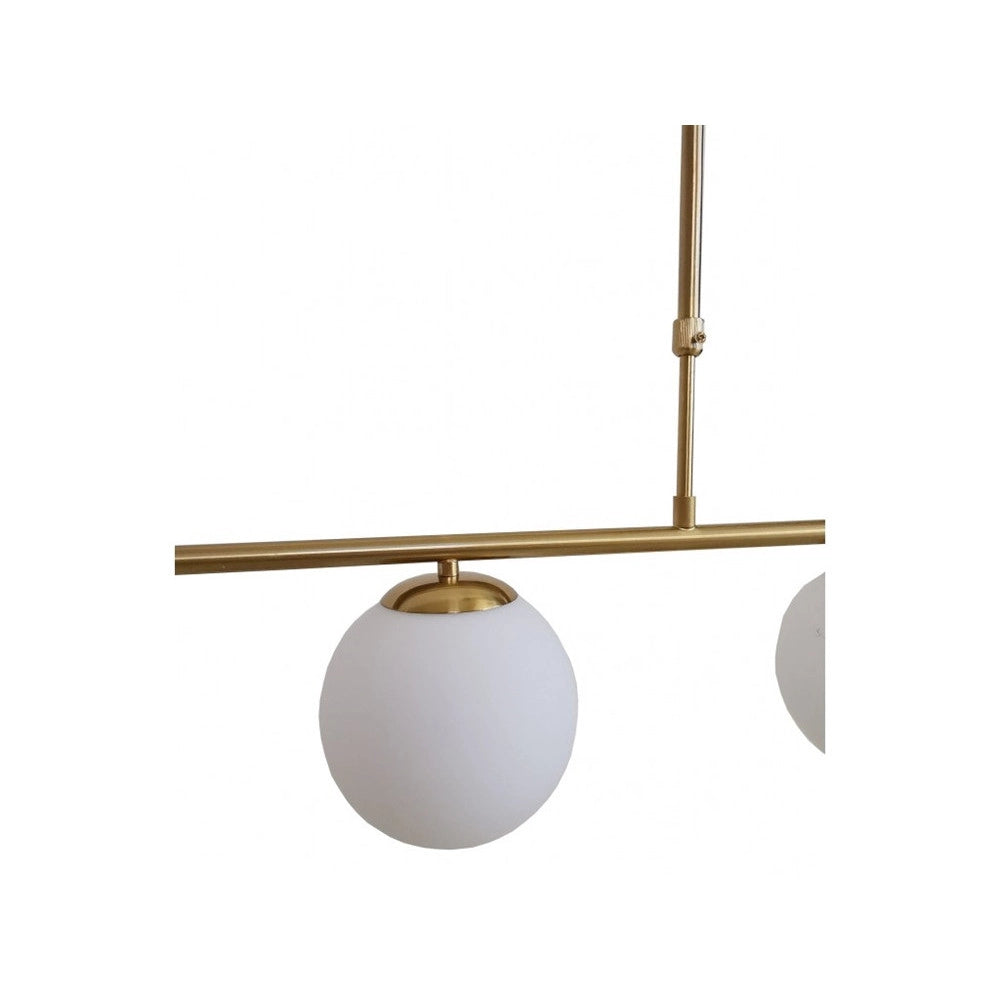 Trade Shop - Lampadario A Sospensione Oro Con 4 Sfere Bolle Bianche In Vetro Attacco G9 33917 -