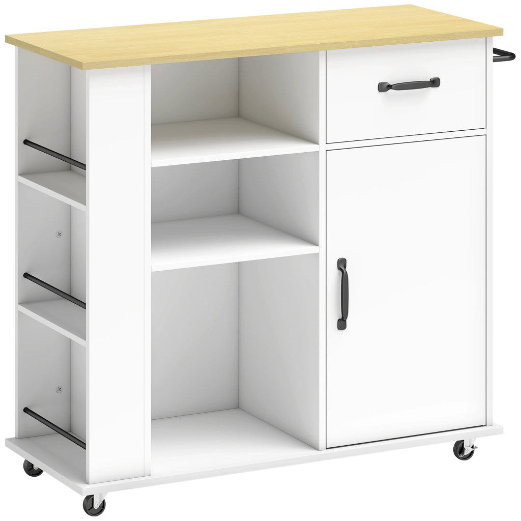 Mobile da Cucina 96,5x38x87 cm con Cassetto Armadietto e Ripiano Regolabile in MDF Bianco