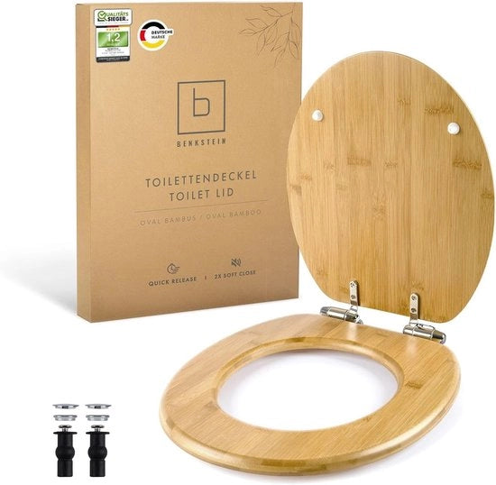 Tappo WC in Bambù con Softclose e Quick Release - Antibacteriale e Facile da Pulire