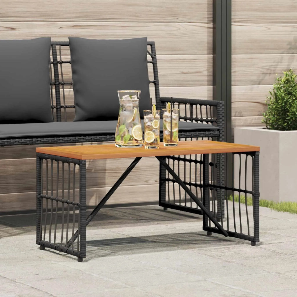 Tavolino da Giardino | Tavolo da Esterno Nero 80 x 40 x 40 cm Acciaio e Polyrattan