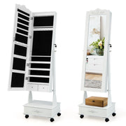 Mobile portagioie con specchio a figura intera 45 x 35 x 157 cm 3 angoli regolabili design moderno in MDF bianco 20_0010327